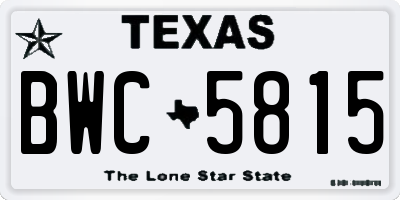TX license plate BWC5815