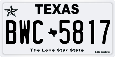 TX license plate BWC5817