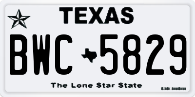 TX license plate BWC5829