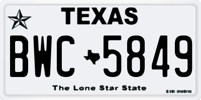 TX license plate BWC5849