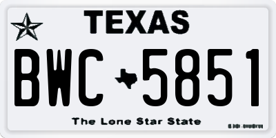 TX license plate BWC5851