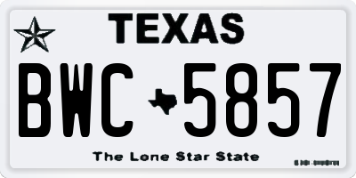 TX license plate BWC5857