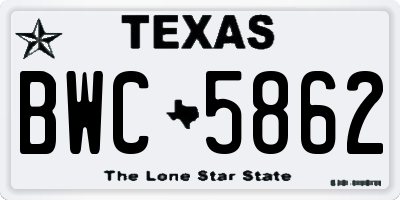 TX license plate BWC5862