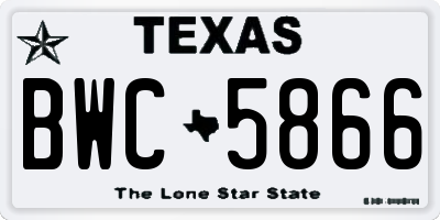 TX license plate BWC5866