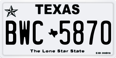 TX license plate BWC5870