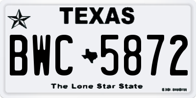 TX license plate BWC5872