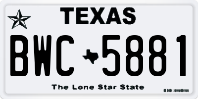 TX license plate BWC5881