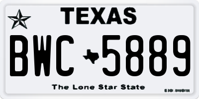TX license plate BWC5889