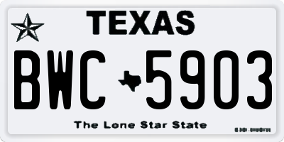 TX license plate BWC5903
