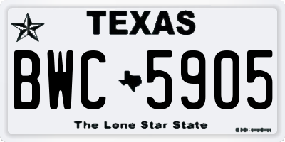 TX license plate BWC5905