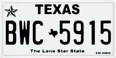 TX license plate BWC5915