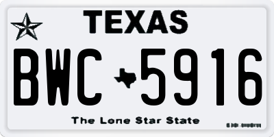 TX license plate BWC5916