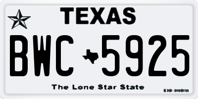 TX license plate BWC5925