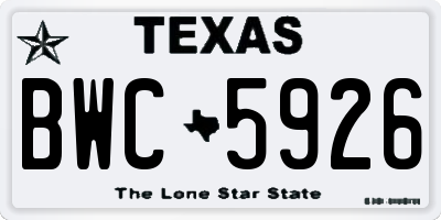 TX license plate BWC5926