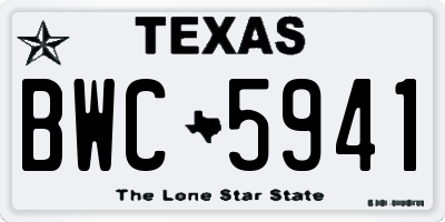 TX license plate BWC5941