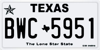 TX license plate BWC5951
