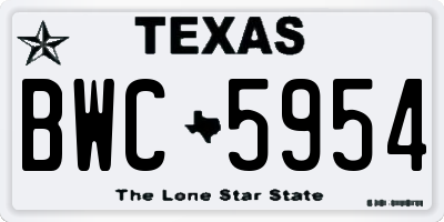 TX license plate BWC5954