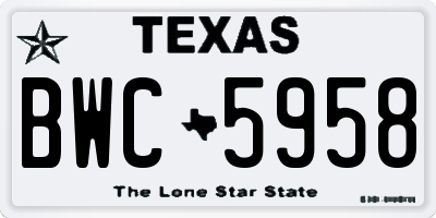 TX license plate BWC5958