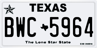 TX license plate BWC5964