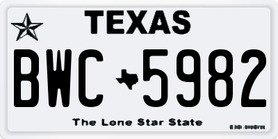 TX license plate BWC5982