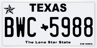 TX license plate BWC5988