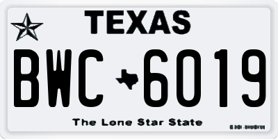 TX license plate BWC6019