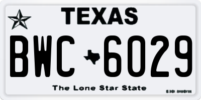 TX license plate BWC6029