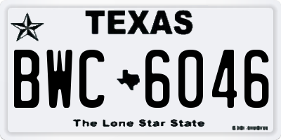 TX license plate BWC6046