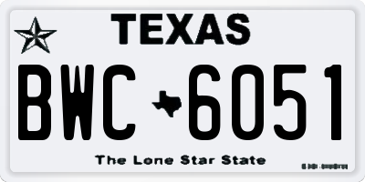 TX license plate BWC6051