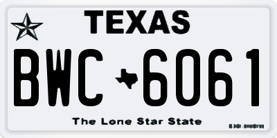TX license plate BWC6061
