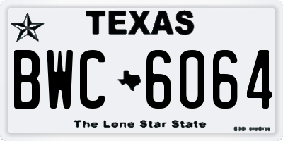 TX license plate BWC6064