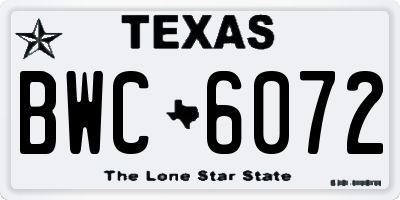 TX license plate BWC6072