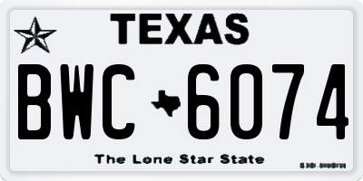 TX license plate BWC6074