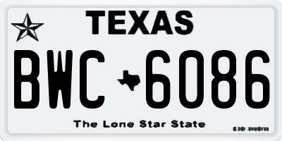 TX license plate BWC6086
