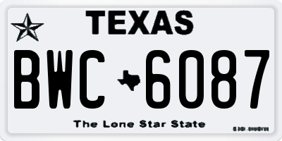 TX license plate BWC6087