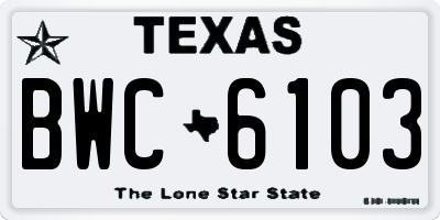 TX license plate BWC6103