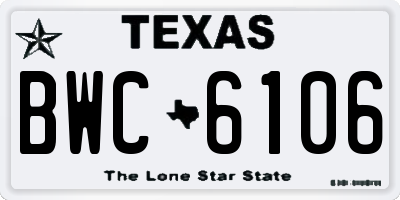 TX license plate BWC6106