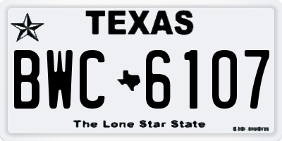 TX license plate BWC6107