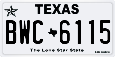TX license plate BWC6115