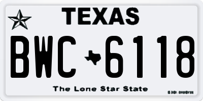 TX license plate BWC6118
