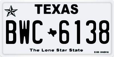 TX license plate BWC6138