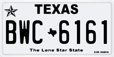 TX license plate BWC6161