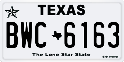 TX license plate BWC6163