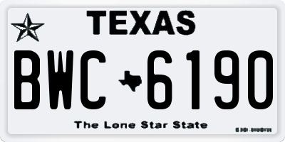 TX license plate BWC6190