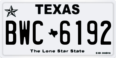TX license plate BWC6192
