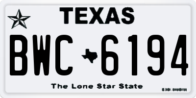 TX license plate BWC6194