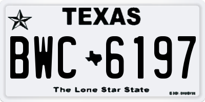 TX license plate BWC6197