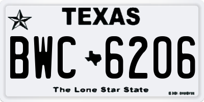 TX license plate BWC6206