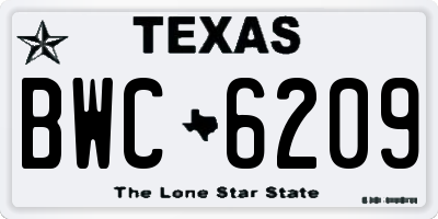 TX license plate BWC6209