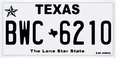 TX license plate BWC6210
